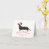 Kersthond Dachshund Gold-foto Merry Kaart (Gele Bloem)