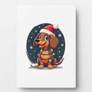 Kersthond Dachshund Kerstman Kerst Wiener 2 Fotoplaat