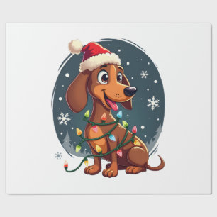 Kersthond Dachshund Kerstman Kerst Wiener Vrouwen Cadeaupapier