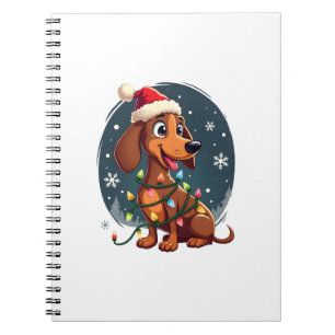 Kersthond Dachshund Kerstman Kerst Wiener Vrouwen Notitieboek