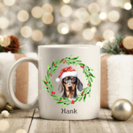 Kersthond Dachshund Santa Hat Vakantie Koffiemok