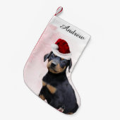 kersthond Doberman Pinscher Kleine Kerstsok (Voorkant (Hangend))