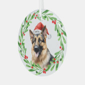 Kersthond Duitse herder Santa Glas Ornament (Voorkant links)