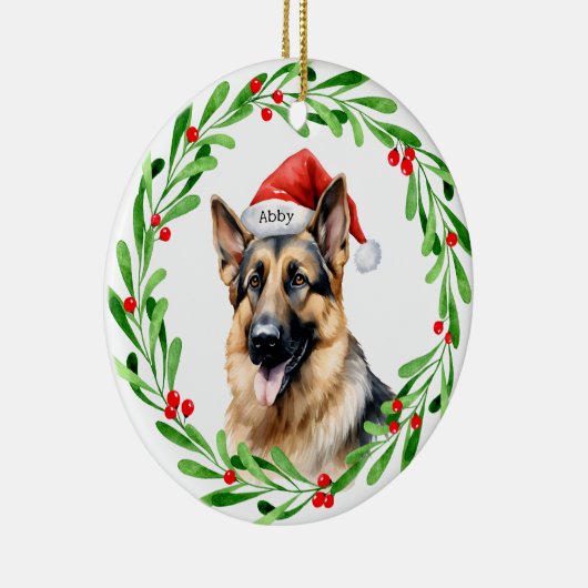 Kersthond Duitse herder Santa Keramisch Ornament (Rechts)