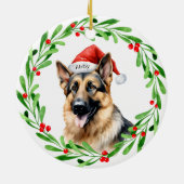 Kersthond Duitse herder Santa Keramisch Ornament (Achterkant)