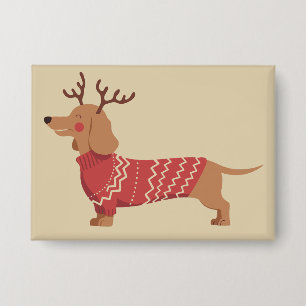 Kersthond Eigenaar Dachshund Cadeau Vakantie Kerst Button