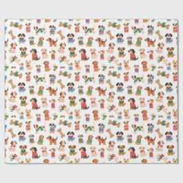 Kersthond en bot kleurrijk cadeau Kerstmis Cadeaupapier