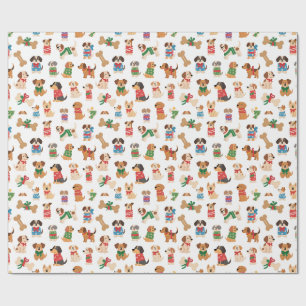 Kersthond en bot kleurrijk cadeau Kerstmis Cadeaupapier