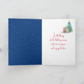 Kersthond en kat in sneeuwvlokken feestdagen kaart (Binnen)