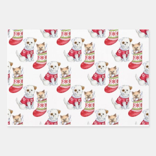 Kersthond en kat inpakpapier vel (Voorkant 3)