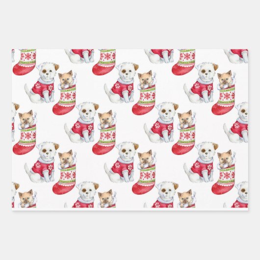 Kersthond en kat inpakpapier vel (Voorkant)