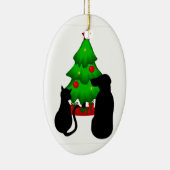 kersthond en kat-sierplant keramisch ornament (Rechts)