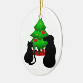 kersthond en kat-sierplant keramisch ornament (Links)