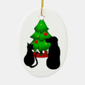 kersthond en kat-sierplant keramisch ornament (Voorkant)