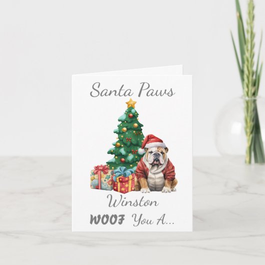  kersthond Engelse bulldog Feestdagen Kaart (Voorkant)