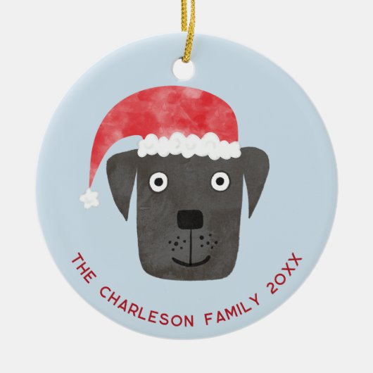 Kersthond Familienaam Datum Keramisch Ornament (Voorkant)