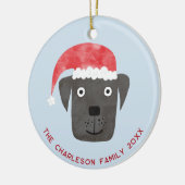 Kersthond Familienaam Datum Keramisch Ornament (Links)