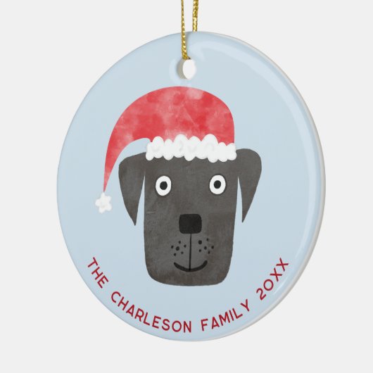 Kersthond Familienaam Datum Keramisch Ornament (Links)