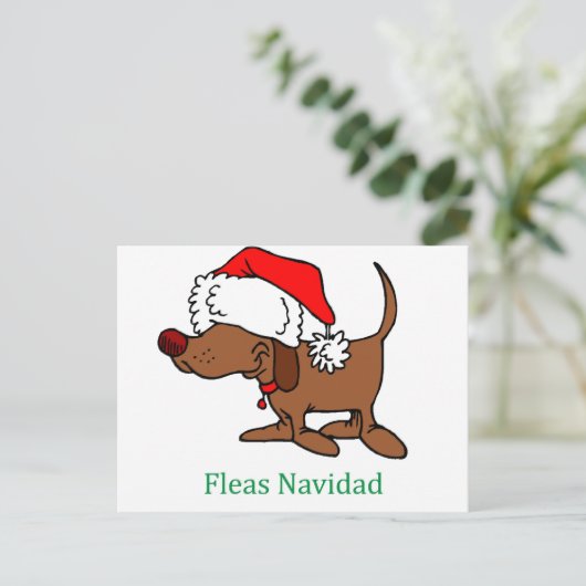 kersthond feestdagenkaart (Staand voorkant)