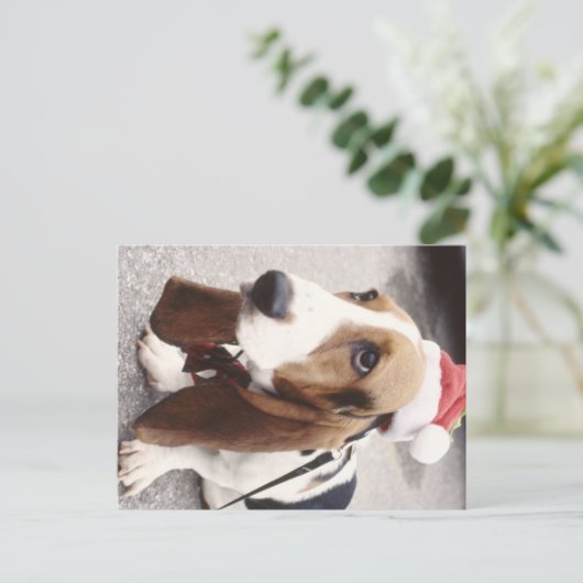 kersthond feestdagenkaart (Staand voorkant)