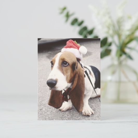 kersthond feestdagenkaart (Staand voorkant)
