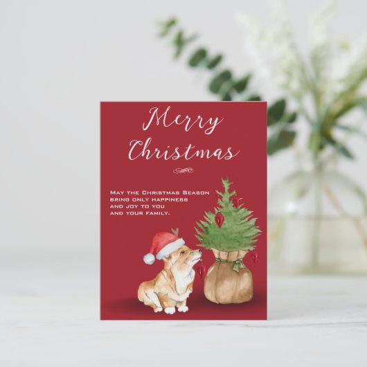 kersthond feestdagenkaart (Staand voorkant)