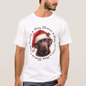 Kersthond feestelijke chocolade labrador retriever t-shirt (Voorkant)