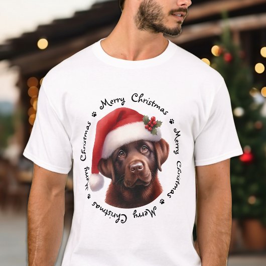 Kersthond feestelijke chocolade labrador retriever t-shirt