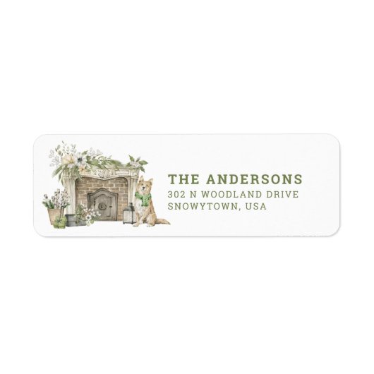 kersthond | Festive Fireplace | Retouradres Etiket (Voorkant)