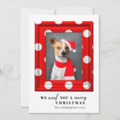 Kersthond Foto Eenvoudig rood feestdag Lijst Feestdagenkaart (Voorkant)