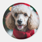 Kersthond Foto Sjabloon Ronde Koelkast Magneet (Voorkant)