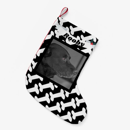 Kersthond Foto: zwart en wit Bot naam geluid Kleine Kerstsok (Voorkant (Hangend))