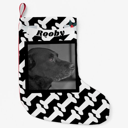 Kersthond Foto: zwart en wit Bot naam geluid Kleine Kerstsok (Voorkant)