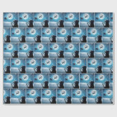 Kersthond fotografeert kerstman in slee cadeaupapier (Vlak)