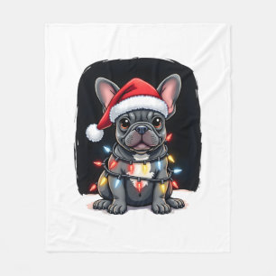 Kersthond Franse Bulldog Kerstmis Franse Bulldog M Fleece Deken
