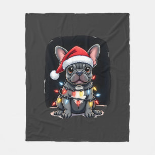 Kersthond Franse Bulldog Kerstmis Franse Bulldog M Fleece Deken