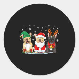 Kersthond Franse Bulldog Kerstmis Hond Liefhebber  Ronde Sticker