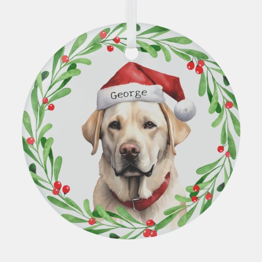 Kersthond Geel Lab Labrador Retriever Santa Glas Ornament (Voorkant)