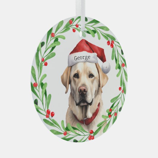 Kersthond Geel Lab Labrador Retriever Santa Glas Ornament (Voorkant Rechts)