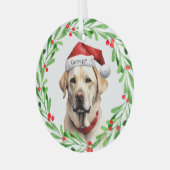 Kersthond Geel Lab Labrador Retriever Santa Glas Ornament (Voorkant links)