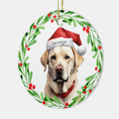 Kersthond Geel Lab Labrador Retriever Santa Keramisch Ornament (Links)