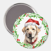Kersthond Geel Lab Labrador Retriever Santa Magneet (Voorkant / Achterkant)