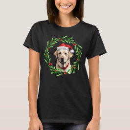 Kersthond Geel Lab Labrador Retriever Santa T-shirt