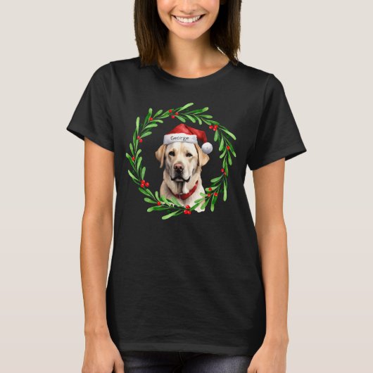 Kersthond Geel Lab Labrador Retriever Santa T-shirt (Voorkant)