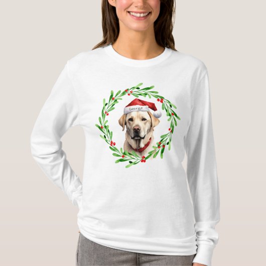 Kersthond Geel Lab Labrador Retriever Santa T-shirt (Voorkant)
