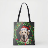 Kersthond Geel Lab Labrador Retriever Santa Tote Bag (Voorkant)