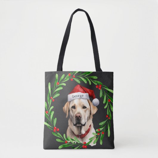Kersthond Geel Lab Labrador Retriever Santa Tote Bag (Voorkant)