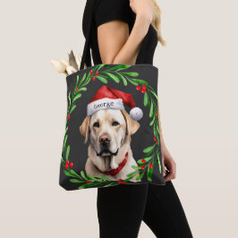 Kersthond Geel Lab Labrador Retriever Santa Tote Bag