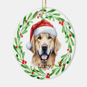 Kersthond Golden Retriever Santa Holiday Keramisch Ornament (Links)