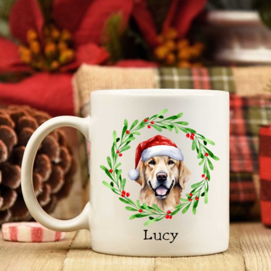 Kersthond Golden Retriever Santa Holiday Koffiemok